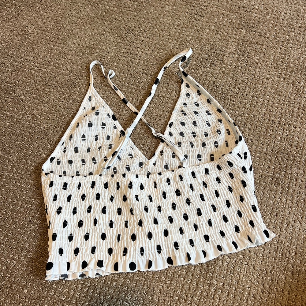 LF Black and White Polka Dot Halter Top